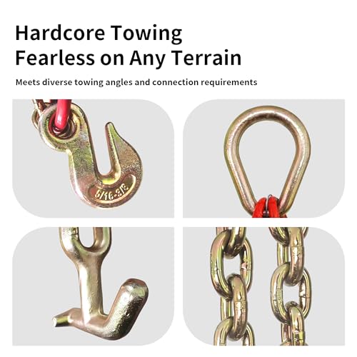 Heavy Equipment Hauling - Triple-Hook V-Bridle Tow Chain 3/8″ ×