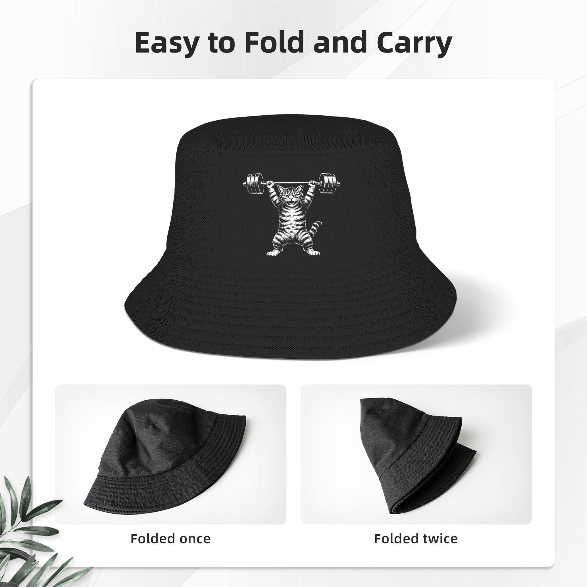 Weight Lifting Cat Bucket Hat  - Heavy Equipment Cat のレビューと価格